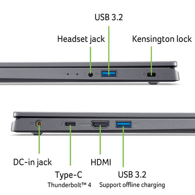 Acer Aspire 15 (A15-51M-55AY) Laptop | 15,6" WQHD IPS Display | Intel Core 5 120U | 16 GB RAM | 512 GB SSD | Intel Grafik | Windows 11 | QWERTZ Tastatur | grau