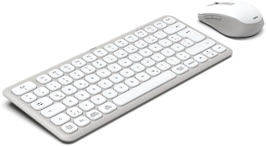 Hama Tastatur Maus Set kabellos (Multi Device Tastatur und Maus mit Bluetooth/Funk für PC, Smartphone, Tablet, klein, mit Batterien, leise Scissortasten, Multimedia Tasten, deutsches QWERTZ-Layout)