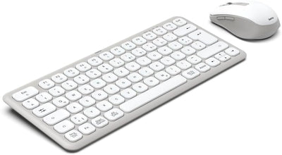 Hama Tastatur Maus Set kabellos (Multi Device Tastatur und Maus mit Bluetooth/Funk für PC, Smartphone, Tablet, klein, mit Batterien, leise Scissortasten, Multimedia Tasten, deutsches QWERTZ-Layout)