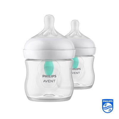 Philips Avent Babyflaschen Natural Response – 2x Babyflaschen mit AirFree Ventil, 125 ml, BPA-frei, für Neugeborene ab 0 Monaten (Modell SCY670/02)