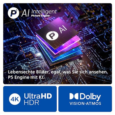 Philips Ambilight 55OLED809 4K OLED Smart TV - 55-Zoll Display mit P5 AI Perfect Picture, Ultra HD Google TV, Dolby Vision und Dolby Atmos Sound - Funktioniert mit Alexa und Google Sprachassistent