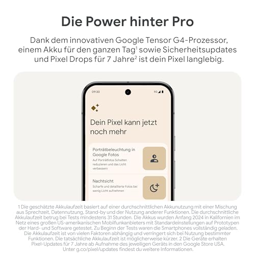 Google Pixel 9 Pro XL – Android-Smartphone mit Gemini ohne SIM-Lock, Dreifach-Rückkamerasystem, 24 Stunden Akkulaufzeit und EIN 6,8 Zoll großes Super Actua-Display – Obsidian, 128GB