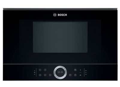 Bosch BFL634GB1 Serie 8 Einbau-Mikrowelle, 38 x 60 cm, 900 W, Türanschlag Links, AutoPilot 7 7 Automatikprogramme, Reinigungsunterstützung, TFT-Touchdisplay, LED-Beleuchtung gleichmäßige Ausleuchtung