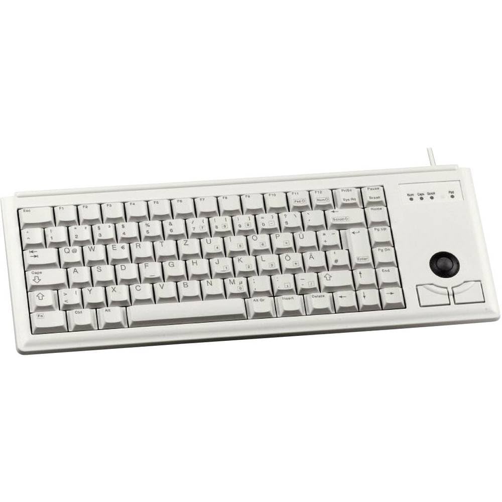 CHERRY G84-4400, Kompakte Tastatur mit Trackball, Deutsches Layout (QWERTZ), Kabelgebunden (USB-Anschluss), 2 Maustasten, Mechanische CHERRY ML Switches, Grau