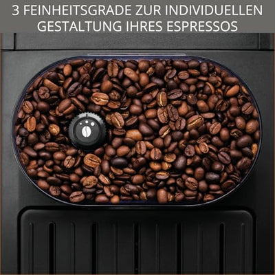 Krups Arabica Picto Kaffeevollautomat, Milchschaumdüse, 2-Tassen-Funktion, Drehregler, Einfache Reinigung, Kaffeemaschine, Schwarz, EA810870