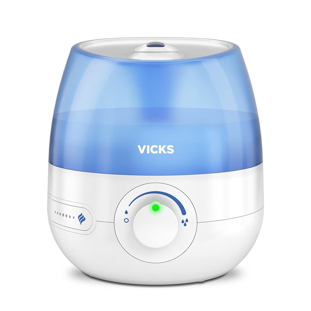 Vicks Mini Cool Mist Ultraschall-Luftbefeuchter (kompakt, leise, für besseren Schlaf, Husten und Erkältung, Komfort, ätherische Öle, Luftfeuchtigkeit, Räume bis 15m2) VUL525