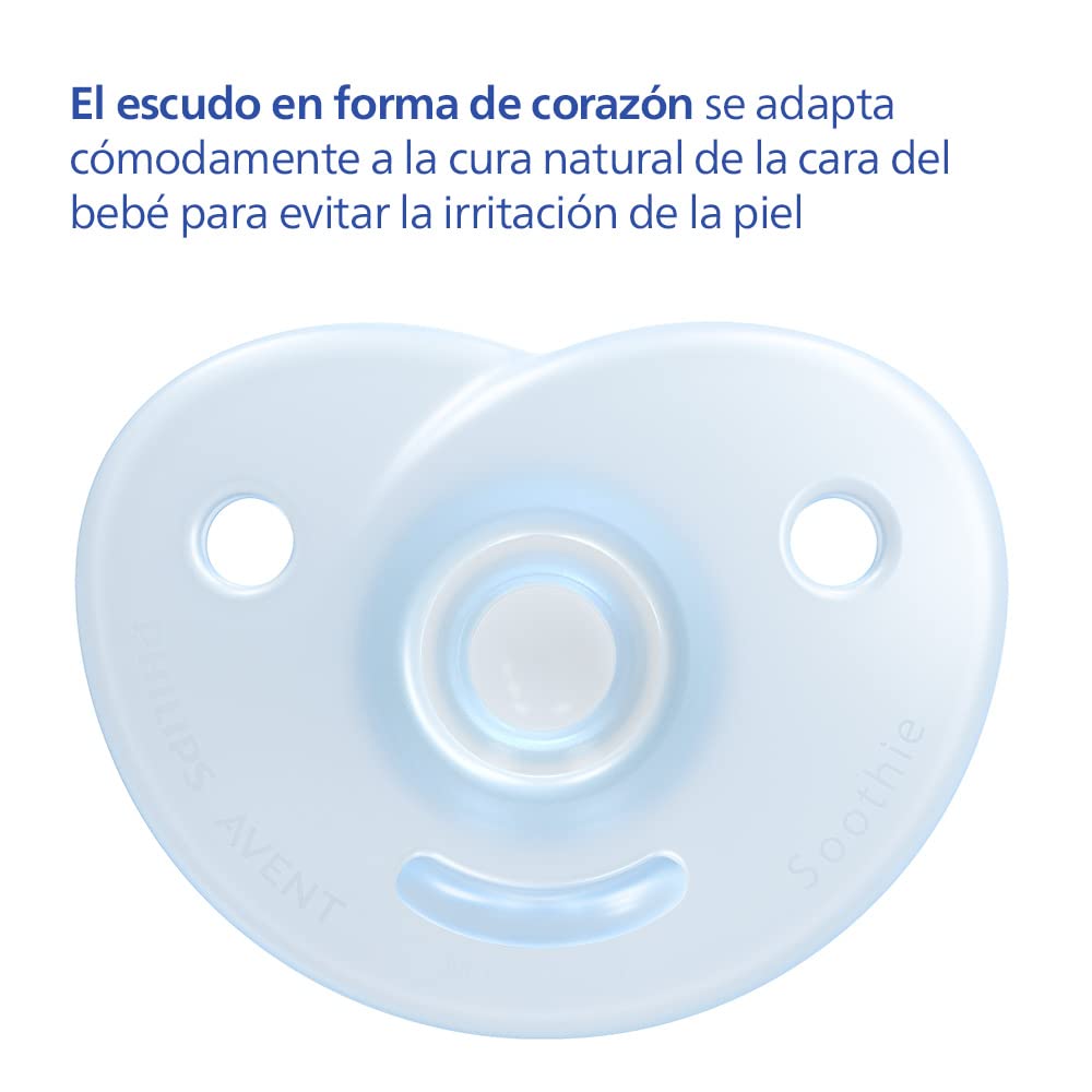 Philips Avent Soothie – BPA-freier Schnuller für Babys von 0 bis 6 Monaten, blau/hellblau (Modell SCF099/21)