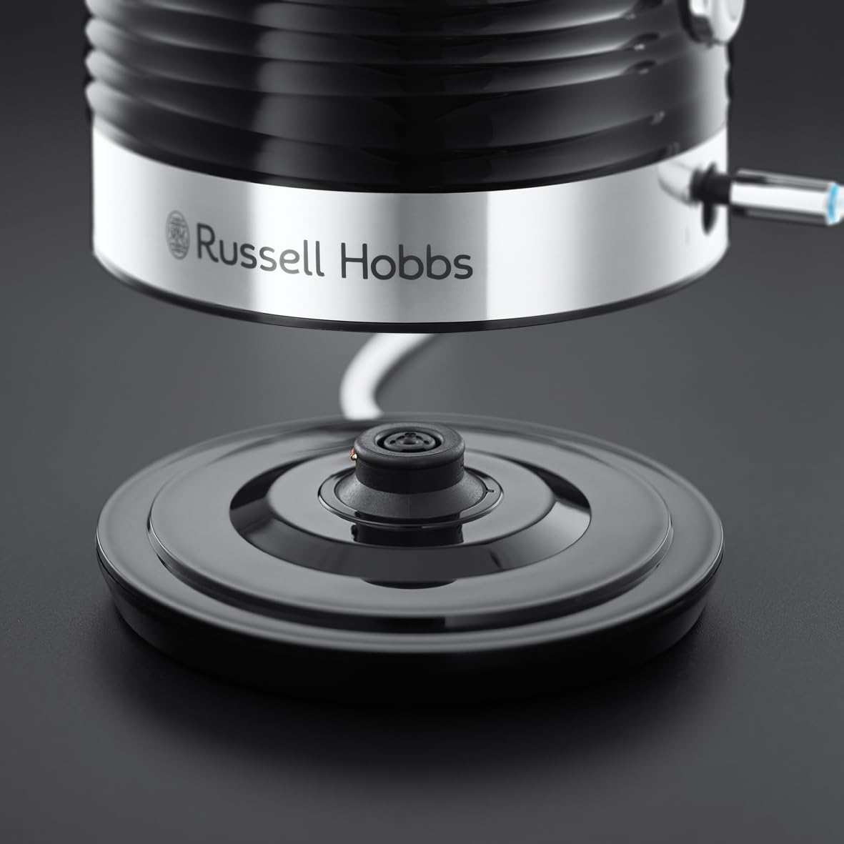 Russell Hobbs Wasserkocher [1,7l, 2400W] Inspire Schwarz mit hochwertiger Hochglanz-Struktur (Schnellkochfunktion, herausnehmbarer Kalkfilter,Wasserstandsanzeige,abnehmbarer Deckel) Teekocher 24361-70