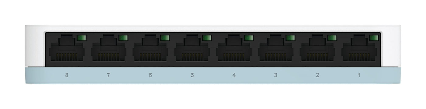 D-Link DGS-1008D 8-Port Gigabit Switch Desktop (10/100/1000 Mbit/s, bis zu 2000 Mbit/s pro Port im Full-Duplex-Modus, lüfterlos)