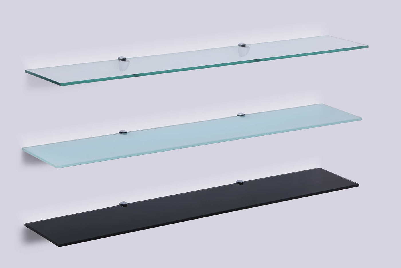 Euro Tische 40cm Glas Wandregal Klarglas - Glas Regal für Badezimmer in verschiedenen Größen - Klarglas Duschregal mit 6mm ESG Sicherheitsglas und Metallhaltern Montiert