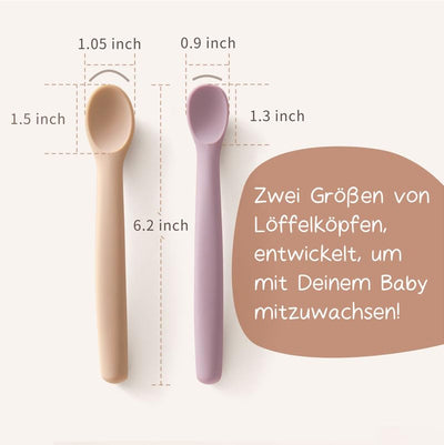 Moonkie Silikon-Baby-Löffel 4er-Set, mit weicher Spitze erste Phase der Säuglingsernährung, biegsame, kausichere -Trainingslöffel, ideal für die Selbstfütterung und Led Weaning