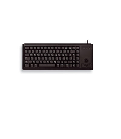 CHERRY G84-4400, Kompakte Tastatur mit Trackball, EU-Layout (QWERTY), Kabelgebunden (USB-Anschluss), 2 Maustasten, Mechanische CHERRY ML Switches, Schwarz