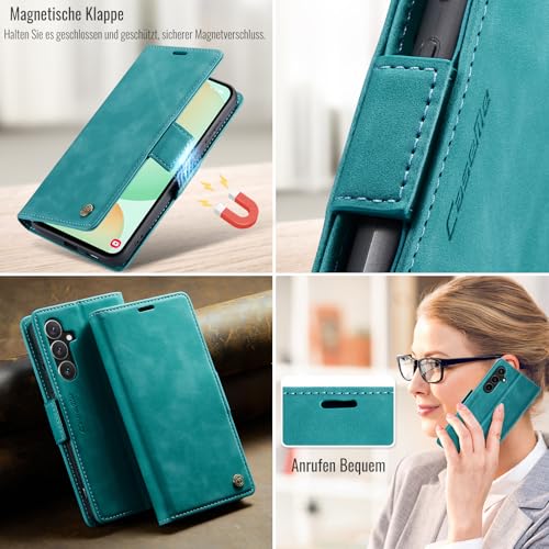 XYGLOW Handyhülle für Samsung Galaxy S24 FE Hülle Klappbar Premium PU Lederhülle Klapphülle【RFID Schutz】 Kartenfach Standfunktion Schutzhülle für Samsung S24 FE 5G Flip Case Wallet Tasche Cover,Grün