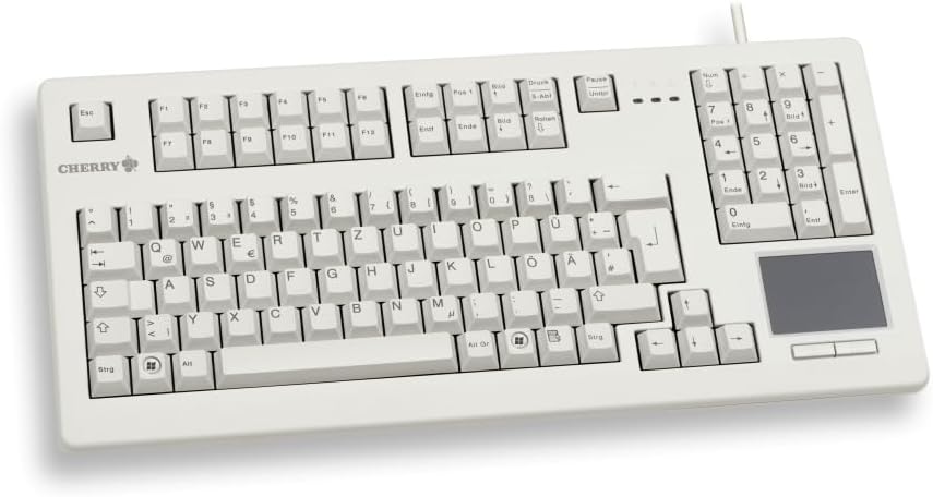 CHERRY G80-11900, Kabelgebundene Tastatur mit Touchpad, für Industrieanwendungen, Deutsches Layout (QWERTZ), für Dauereinsatz, mit Ziffernblock, Weiß