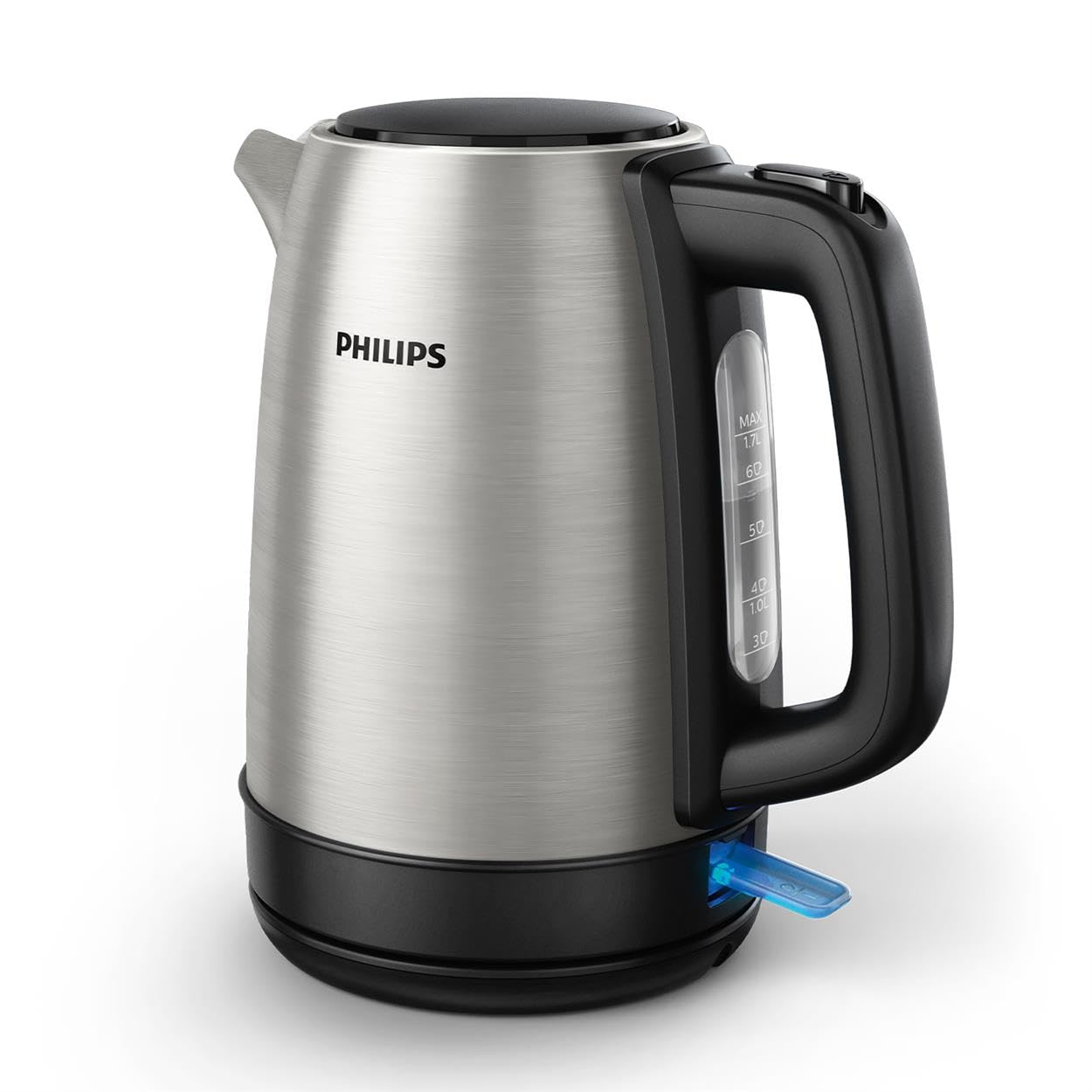 Philips Wasserkocher – 1.7 L Fassungsvermögen mit Kontrollanzeige, Edelstahl, Pirouettenbasis (HD9350/90) 2200 Watt, ‎23 x 15.6 x 24.3 cm, Schwarz ( EU-Stecker)