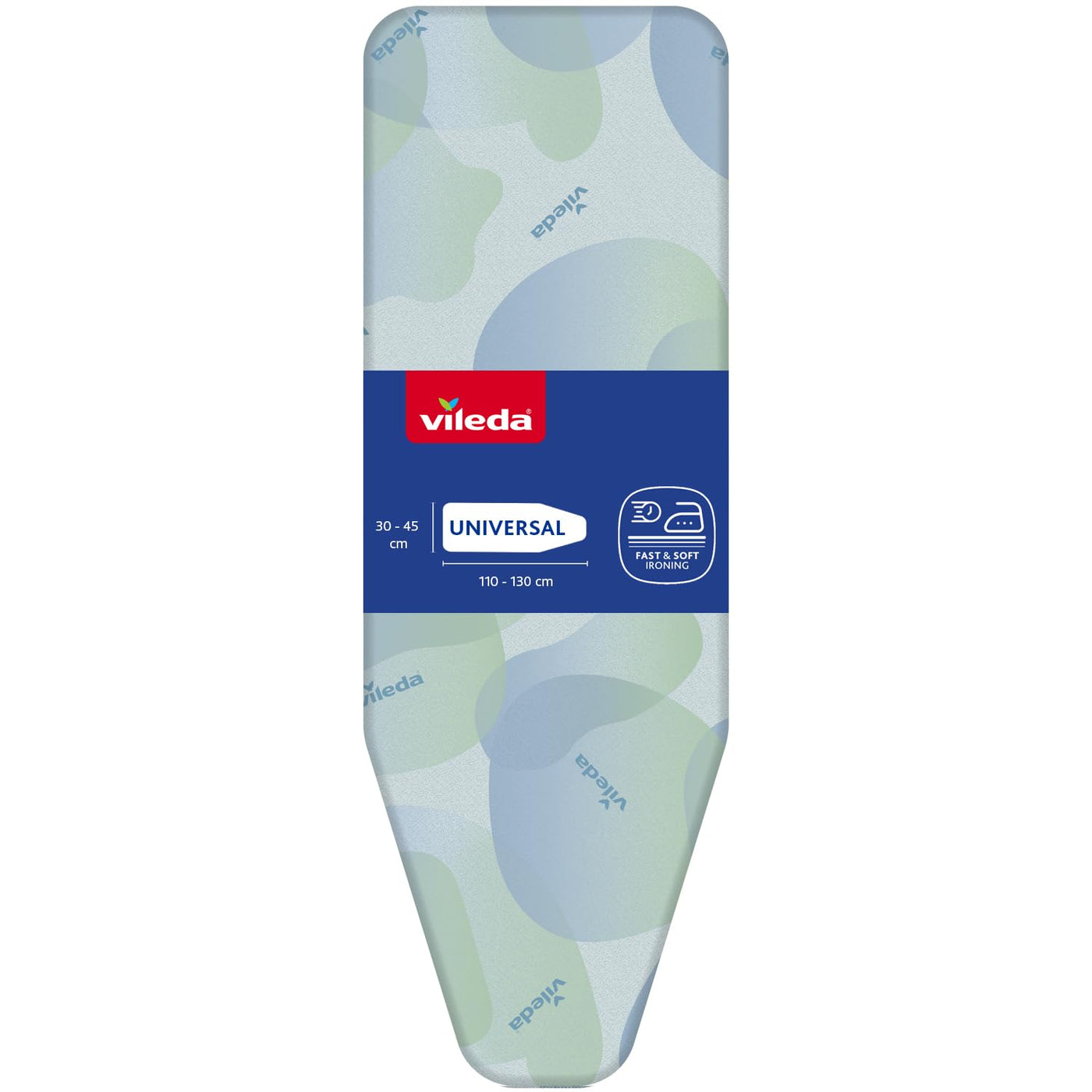 Vileda Premium 2in1 Bügelbrettbezug für Dampfbügelstation, geeignet für Bügelbretter von 30–45 cm x 110–130 cm, aus Baumwolle, Farbe Blau-Grün