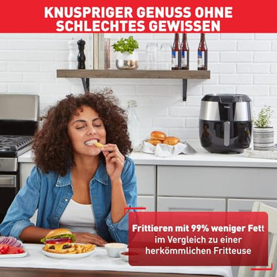 Tefal EY701D Heißluftfritteuse Easy Fry XXL | Air Fryer | 1850 Watt | 5,6 L für 8 Portionen | 8 automatische Programme | Digitales Display | energiesparend | gesunde Friteuse ohne Öl | Edelstahl