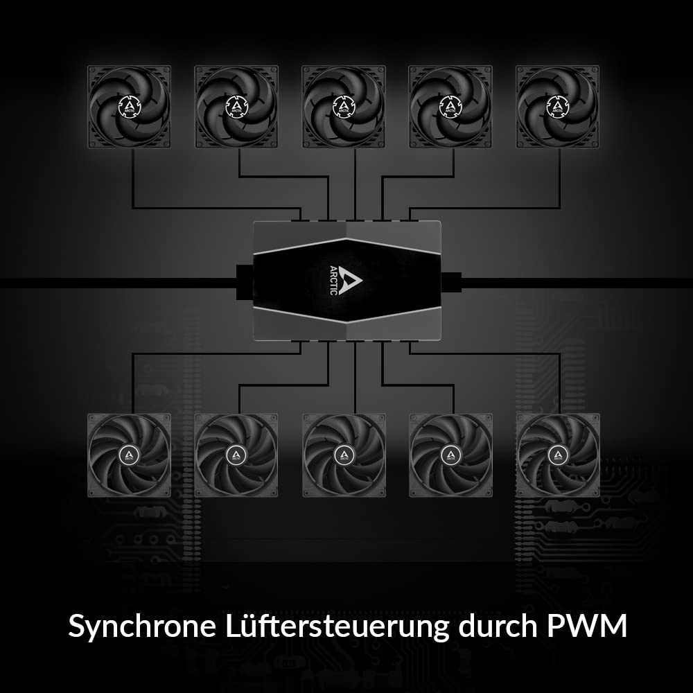 ARCTIC Case Fan Hub - 10-Fach PWM Lüfter-Verteiler mit SATA Power, Gehäuselüfter - Schwarz