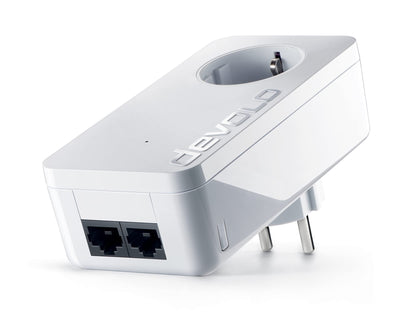 devolo LAN Powerline Adapter, dLAN 550 duo+ Erweiterungsadapter -bis zu 500 Mbit/s, Powerlan Adapter, LAN Steckdose, 2x LAN Anschluss, weiß