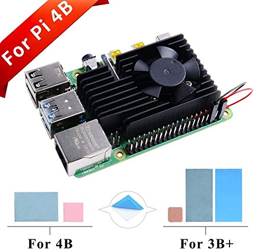 GeeekPi Raspberry Pi 4 Lüfter Kit, Aluminium Kühlkörper mit Lüfter für Raspberry Pi 4B & Raspberry Pi 3B + / 3B