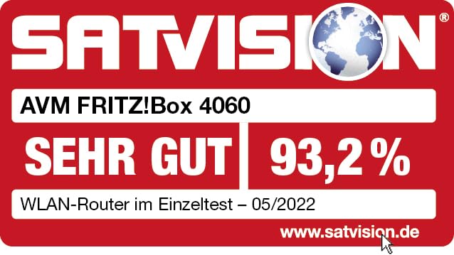 AVM FRITZ!Box 4060 (Wi-Fi 6 Mesh Router, bis zu 4.800 MBit/s (5 GHz) & 1.200 MBit/s (2,4 GHz), 3 x Gigabit-LAN, DECT-Basis, USB 3.0, deutschsprachige Version)