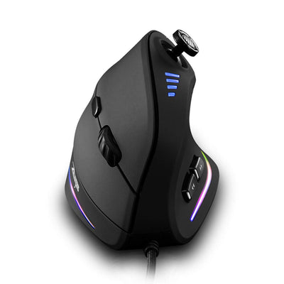 zelotes Ergonomische Maus mit Joystick,Vertikale Maus,10000DPI,11 Programmierbare Tasten,USB Optische Maus mit Kabel,Gaming Maus für Laptop,PC,Schwarz