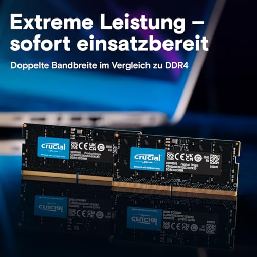 Crucial RAM 96GB Kit (2x48GB) DDR5 5600MHz (oder 5200MHz oder 4800MHz) Laptop Arbeitsspeicher CT2K48G56C46S5