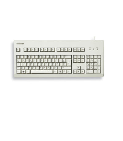 CHERRY G80-3000, Kabelgebundene Mechanische Tastatur, Deutsches Layout (QWERTZ), USB-Anschluss, Robust, Programmierbare Tasten, MX BLUE Switches, Hellgrau