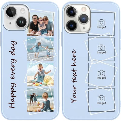 Personalisierte Handyhülle für Samsung Galaxy A55 5G,Individuelle Geschenke selbst gestalten mit Foto und Text Stoßfeste Kratzfeste weiche TPU Blau Silikon Stoßfest Case