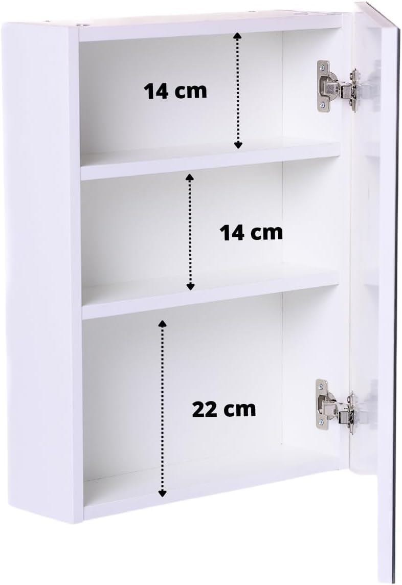 HAJDUK FURNITURE Spiegelschrank Bad mit Beleuchtung 4000 K IP44 50x60x14 cm Weiß Matt Soft-Close-Funktion - Hängeschrank Badezimmer - Badezimmerschrank Hängend LED Aufbauleuchte - Wandschrank