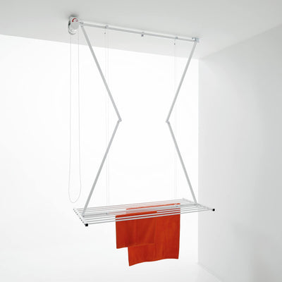 Foxydry Mini Deckenständer, vertikaler Wäscheständer, zusammenklappbar in Aluminium und Stahl 152x54x25 cm