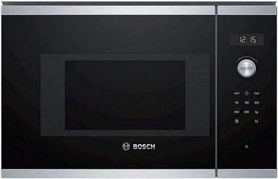 Bosch Hausgeräte BFL524MS0 Serie 6 Einbau-Mikrowelle, 38 x 60 cm, 800 W, Drehteller 25,5cm, Türanschlag Links, AutoPilot 7 7 Automatikprogramme, Reinigungsunterstützung, LED-Touchdisplay, Edelstahl