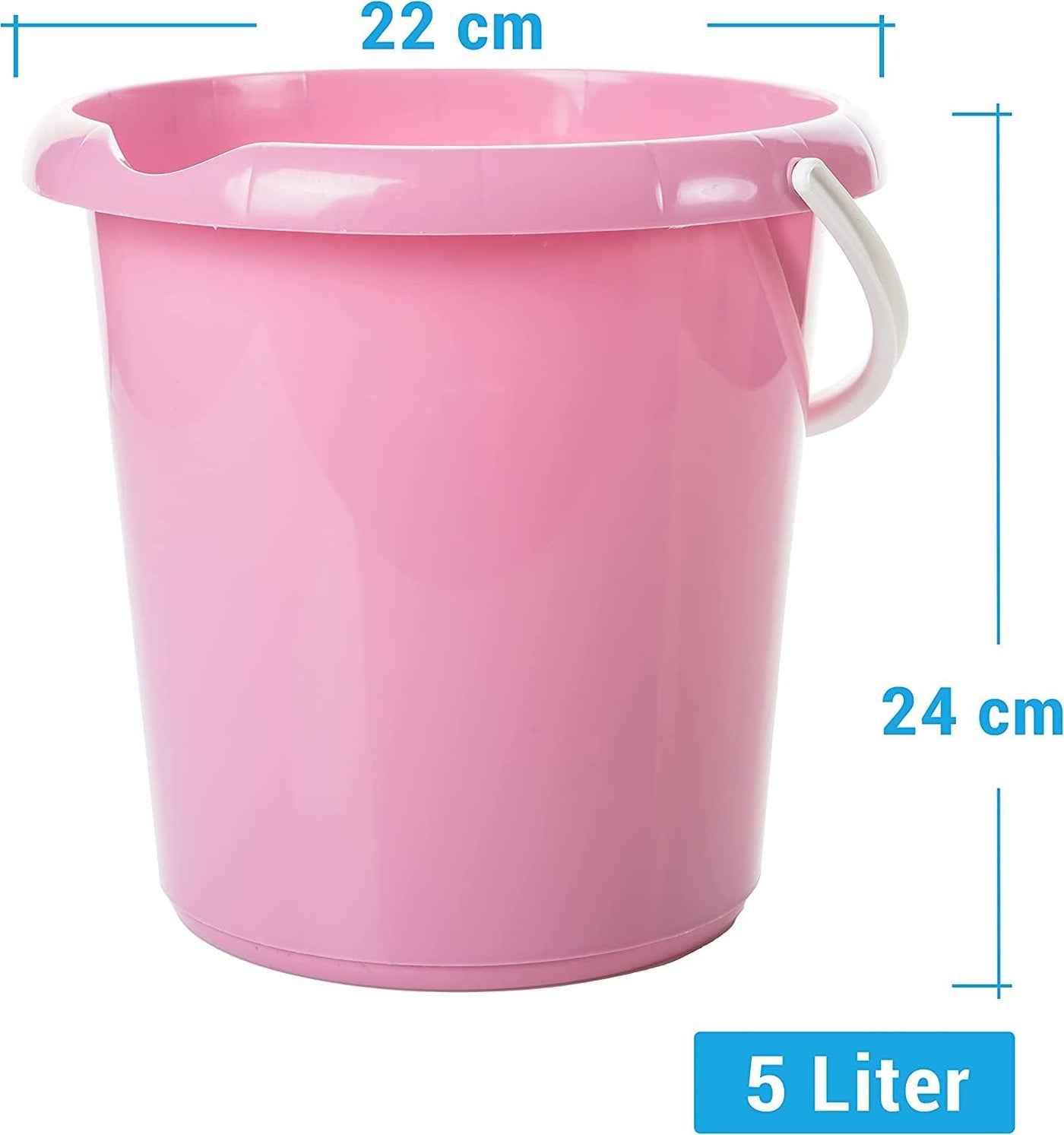 Eimer Putzeimer 5 Liter, 3 Stück Plastikeimer, Wassereimer in 3 Farben, Haushaltseimer aus Stabiler Kunststoff, Putzeimer mit Ausguss und Mess-Skala, lebensmittelecht, Model Teo, Made in EU