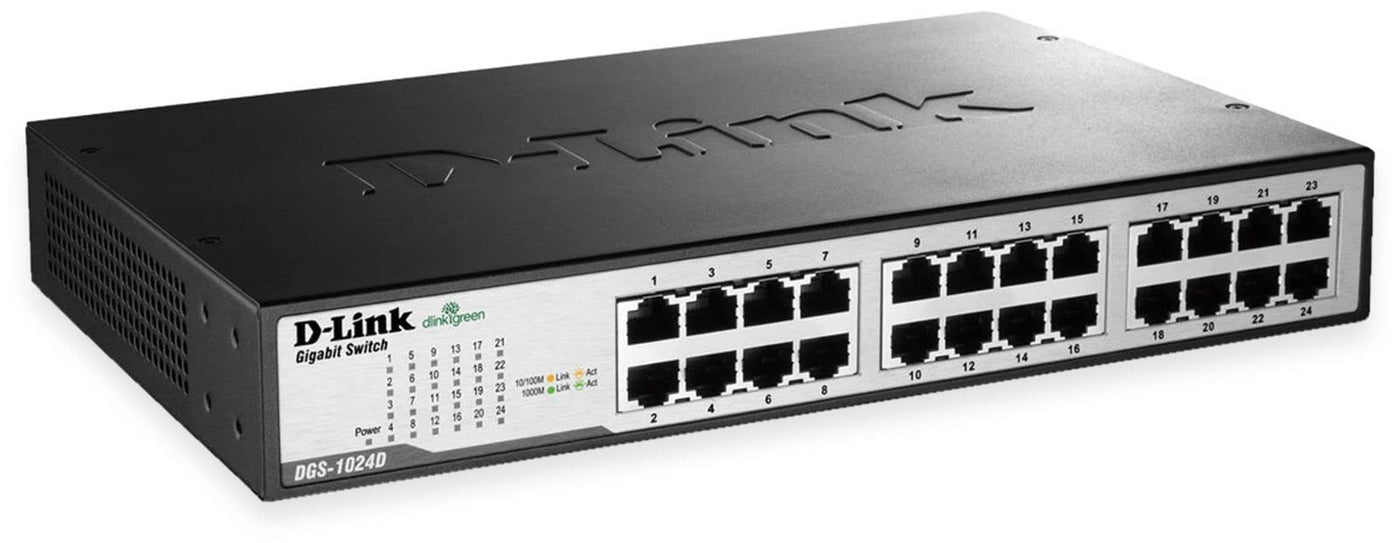 D-Link DGS-1024D Gigabit Ethernet Switch (24 Ports, 10/100/1000 Mbit/s, einfache Plug & Play-Installation, lüfterlos)