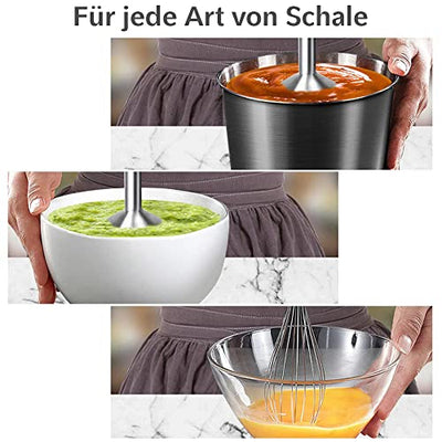 Lehmann Stabmixer Set Chopsui 1200 W | Pürierstab mit Turbofunktion und Geschwindigkeitsregelung | Elektrische Multifunktions Hand Blender | inkl. 9-teiliges Zubehör Set