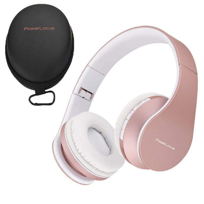 Bluetooth Kopfhörer, PowerLocus Over Ear Wireless Bluetooth Kopfhörer Faltbar Kabellose On Ear Ohrhörer Headset Aux-Unterstützung mit Mikrofon Freiscprechfunktion für iPhone, Android, PC (Rose Gold)