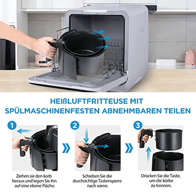 Midea MF-TN40D2 Airfryer XL, Heißluftfritteuse 4L,Dual Cyclone Technology, 90% Weniger Fett Heissluftfriteuse 1500W, 60min Timer, 200℃ Temperaturkontrolle, Automatischer Ausschaltfunktion,Schwarz