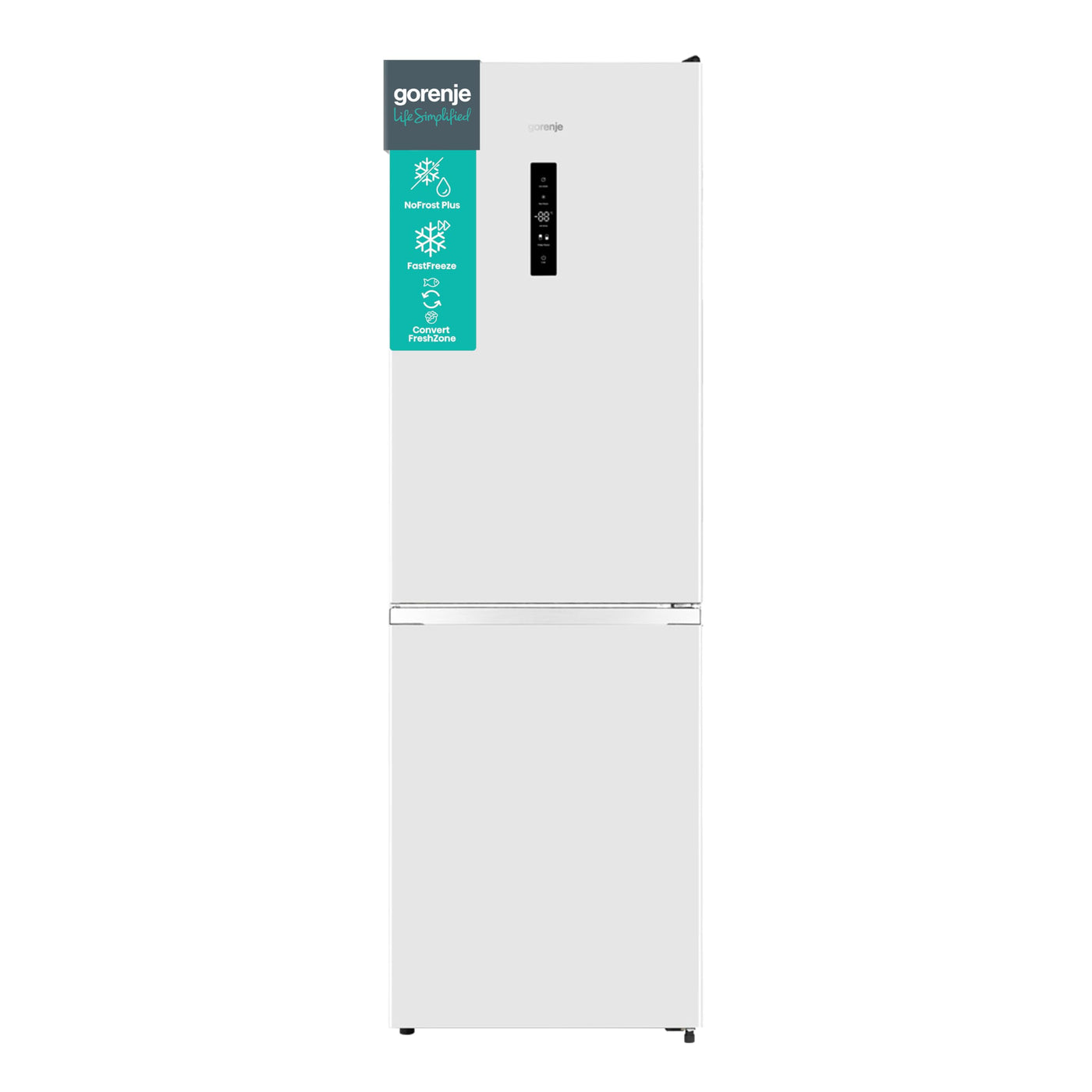 Gorenje N 619EAW4 Kühl-Gefrier-Kombination / LED Display / 186 cm / 300 l / NoFrostPLus / Gemüsefach mit Feuchteregler / FastFreeze / weiß