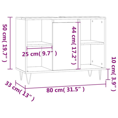 vidaXL Badezimmerschrank, Waschbeckenunterschrank mit viel Stauraum, Badschrank mit Eisenbeinen, Bad Unterschrank Waschbeckenschrank Badmöbel, Schwarz Holzwerkstoff