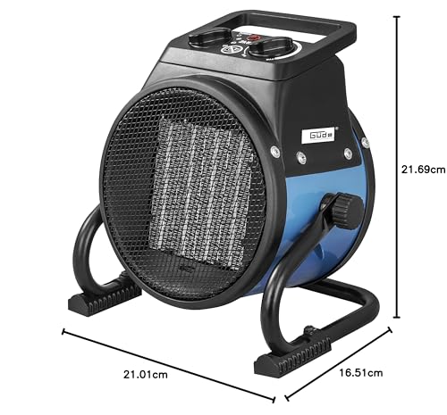 Güde Elektroheizer GEH 2000 P (2000 W, TÜV/GS, Heizstufen 1000/2000 W, Ventilatorfunktion, Gebläseleistung 197 m³/h, PTC-Keramik Heizelement, stufenloser Thermostat, Überhitzungsschutz, TEST Sehr Gut)