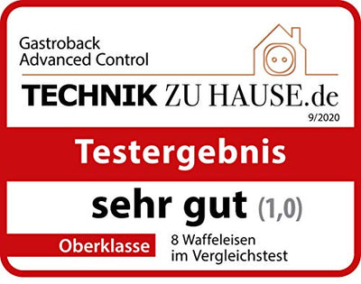 GASTROBACK 42424 Waffeleisen Advanced Control, 5 Verschiedene Programme, 7 Bräunungsstufen, Steuerung über LCD–Display, 1.600 Watt, Edelstahl, silber