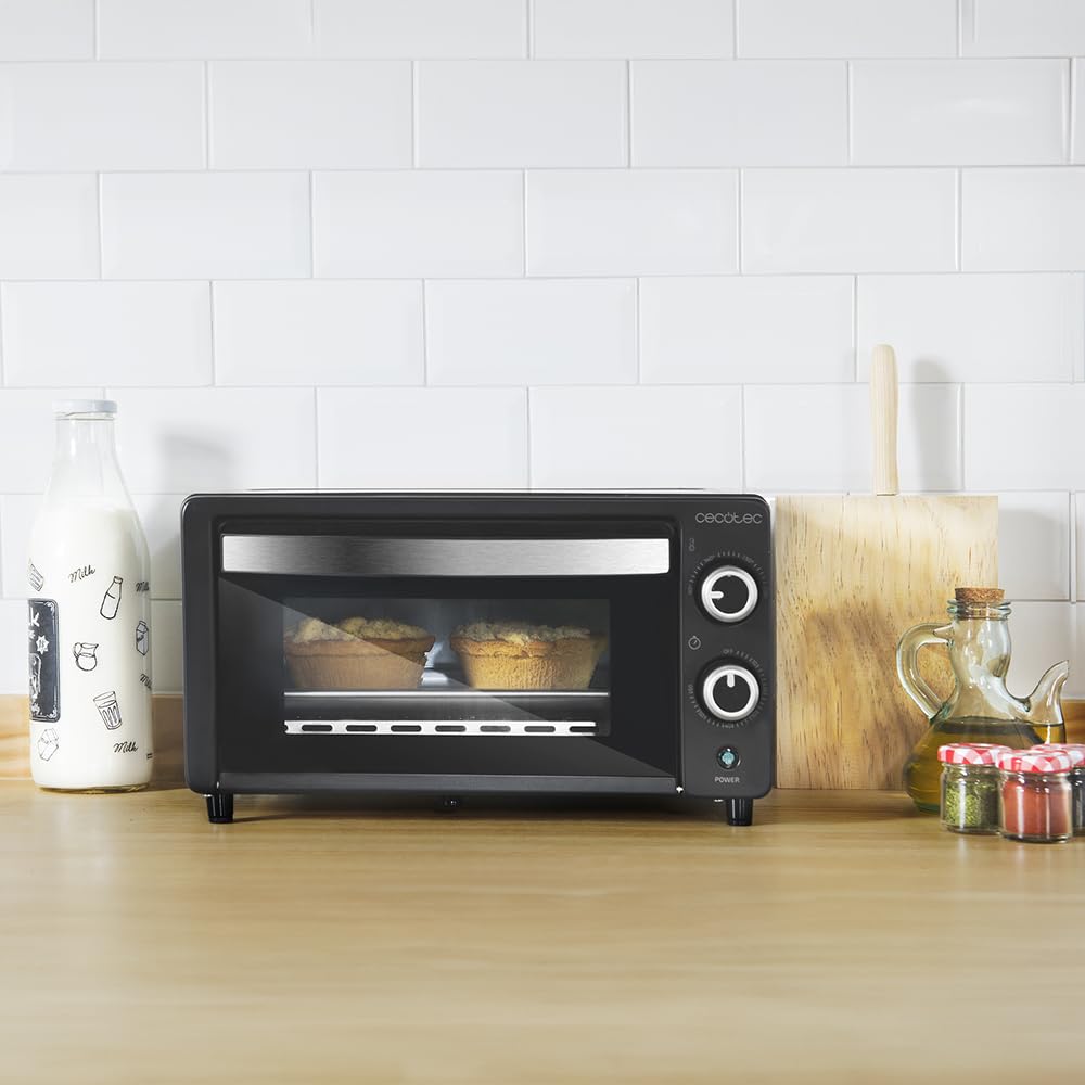 Cecotec Tischofen Bake&Toast 1090 Black, 10 L, 1000 W, 60-Minuten-Timer, Temperaturregelung bis zu 230ºC, Backblech, Grillrost und Zange mit Griff