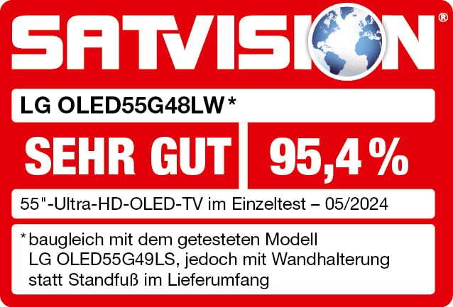 LG OLED55G48LW TV 55" (139 cm) OLED evo Fernseher (α11 4K AI-Prozessor, webOS 24, Dolby Vision, bis zu 120Hz) [Modelljahr 2024]