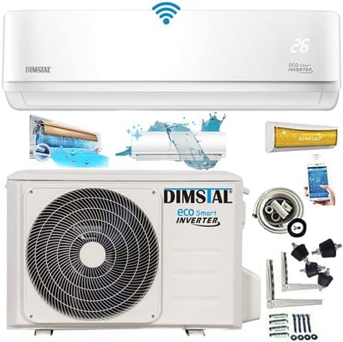 DIMSTAL 12000 BTU 3,6kW ULTRA - Split Klimaanlage + Heizung ECO Smart WiFi Self-Clean Super-Ioniser Follow Me komplett Set leise inkl. 3m Leitungen