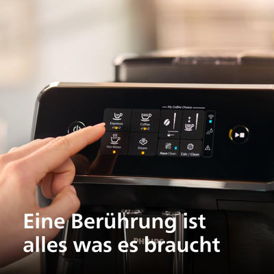 PHILIPS Serie 2200 Kaffeevollautomat – Klassischer Milchaufschäumer, Intuitives Touchdisplay, mattes Schwarz (EP2220/10)