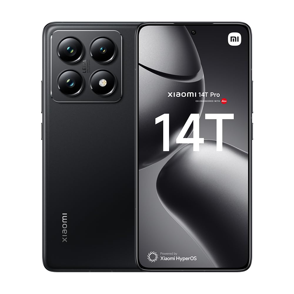 Xiaomi 14T Pro, 5G Smartphone, 12+512GB Handy ohne Vertrag, 144Hz 6.67'' AI Display, Leica Kamera, MediaTek Dimensity 9300+, 5000mAh, 120W HyperCharge, Dual-SIM, Black