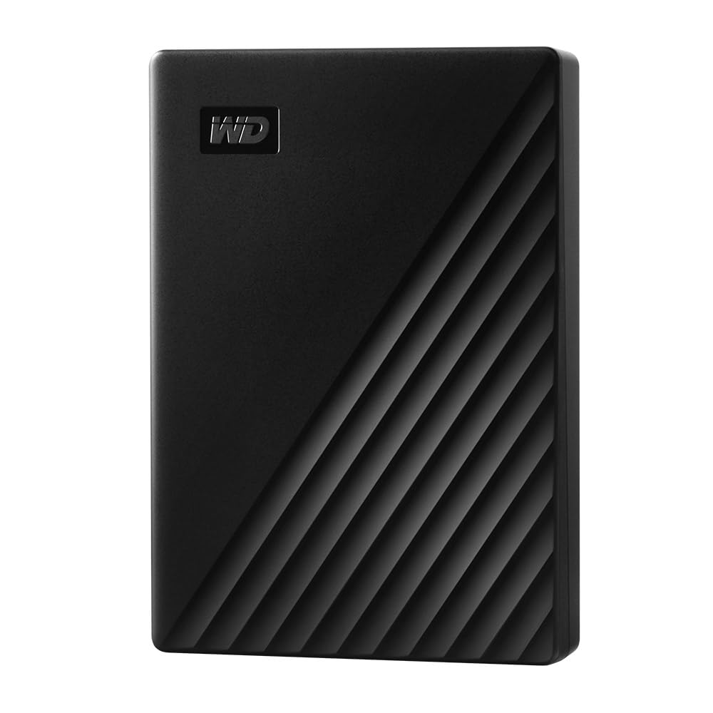 WD My Passport externe Festplatte 5 TB (mobiler Speicher, schlankes Design, herunterladbare Software, automatische Backups, Passwortschutz) Schwarz - auch kompatibel mit PC, Xbox und PS4