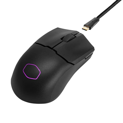 Cooler Master MM712 RGB Gaming-Maus – Ultralight 59g, Hybrid Wireless, 19K DPI PAW3370 Optischer Sensor, 70 Millionen Klicks optische Schalter, On-The-Fly, MasterPlus+ (38K DPI, nur PC) – Schwarz