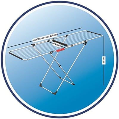 Vileda Doble Wäscheständer ausziehbar, 22m Trockenlänge, 61 x 19,5 x 130,5 cm, Weiß