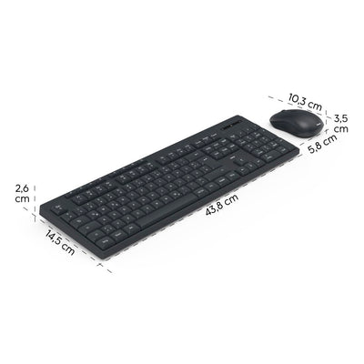 Hama Tastatur Maus Set kabellos (Funktastatur mit Maus, mit Batterie, ergonomisches Tippgefühl, leise Tasten, USB Empfänger, Maus mit dpi Schalter, Multimedia Tasten, deutsches QWERTZ-Layout) schwarz